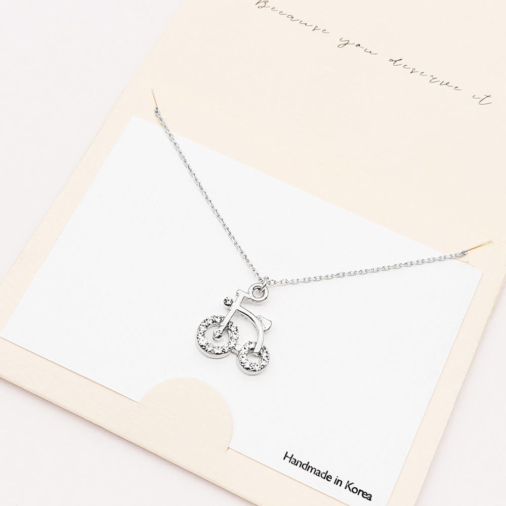 Madeline Love Silver Rhinestone Embellished Bicycle Pendant Necklace - Jewelry