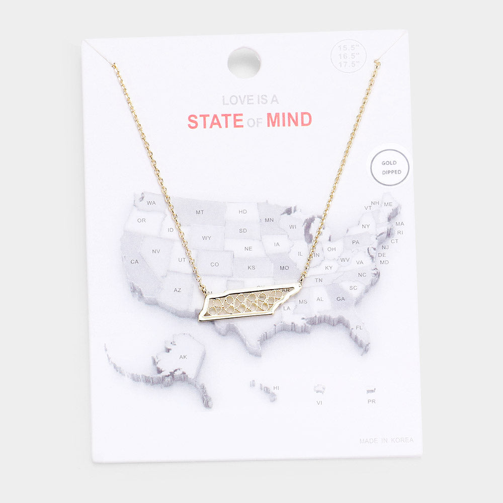 Madeline Love Gold Gold Dipped Tennessee State Pendant Necklace - Necklaces