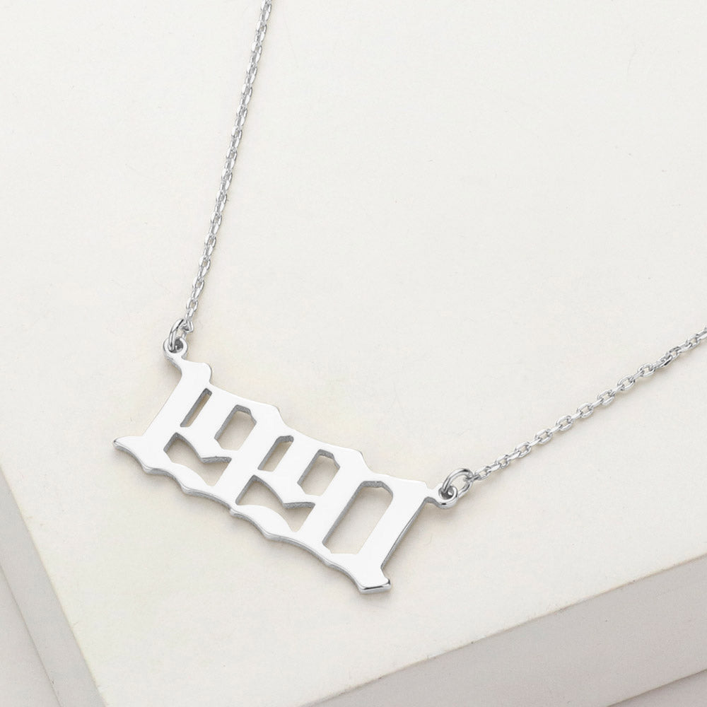 Madeline Love Rhodium White Gold Dipped 1991 Birth Year Plate Pendant Necklace - Necklaces