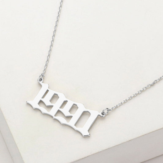 Madeline Love Rhodium White Gold Dipped 1991 Birth Year Plate Pendant Necklace - Necklaces