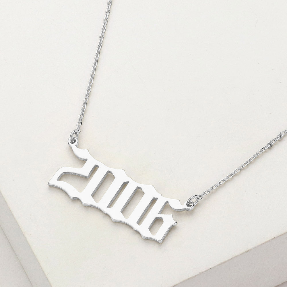 Madeline Love Rhodium White Gold Dipped 2006 Birth Year Plate Pendant Necklace - Necklaces