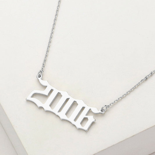 Madeline Love Rhodium White Gold Dipped 2006 Birth Year Plate Pendant Necklace - Necklaces