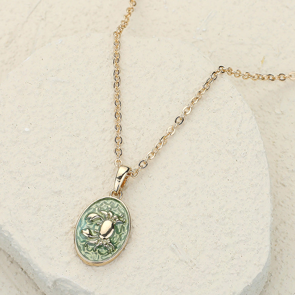 Gold Crab Colored Metal Pendant Necklace