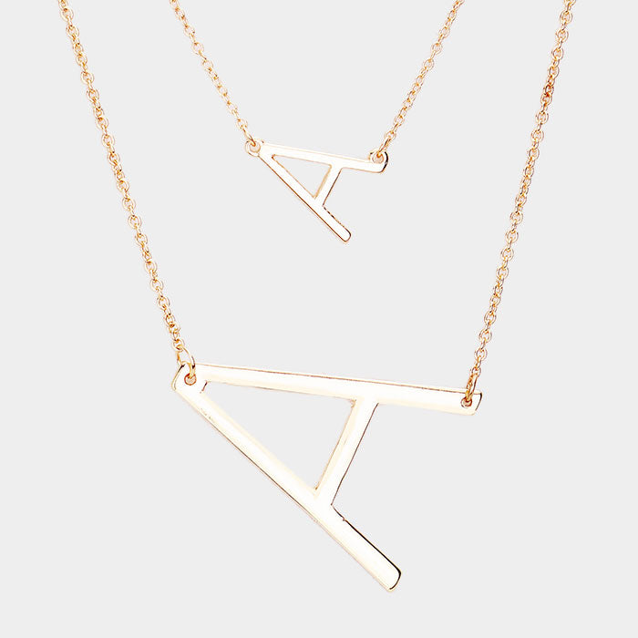 Madeline Love Gold -A- Initial Monogram 2Row Strand Double Detachable Chain Necklace - Necklaces