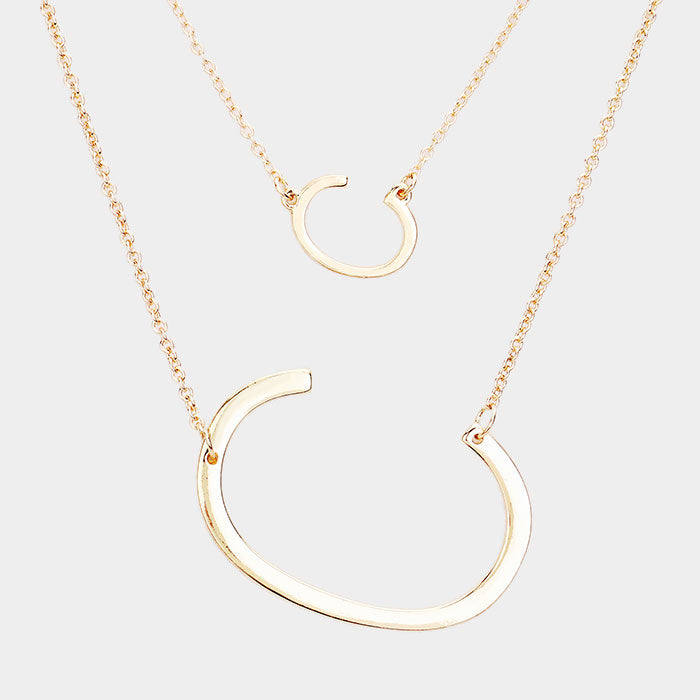 Madeline Love Gold -C- Initial Monogram 2Row Strand Double Detachable Chain Necklace - Necklaces