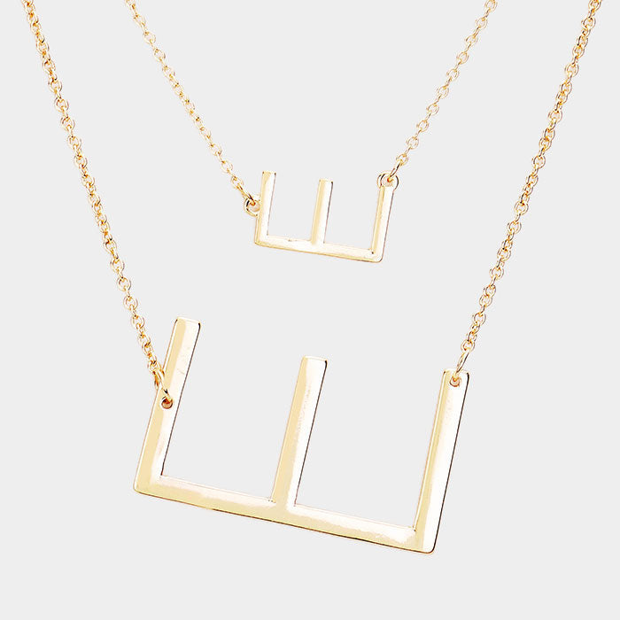 Madeline Love Gold -E- Initial Monogram 2Row Strand Double Detachable Chain Necklace - Necklaces
