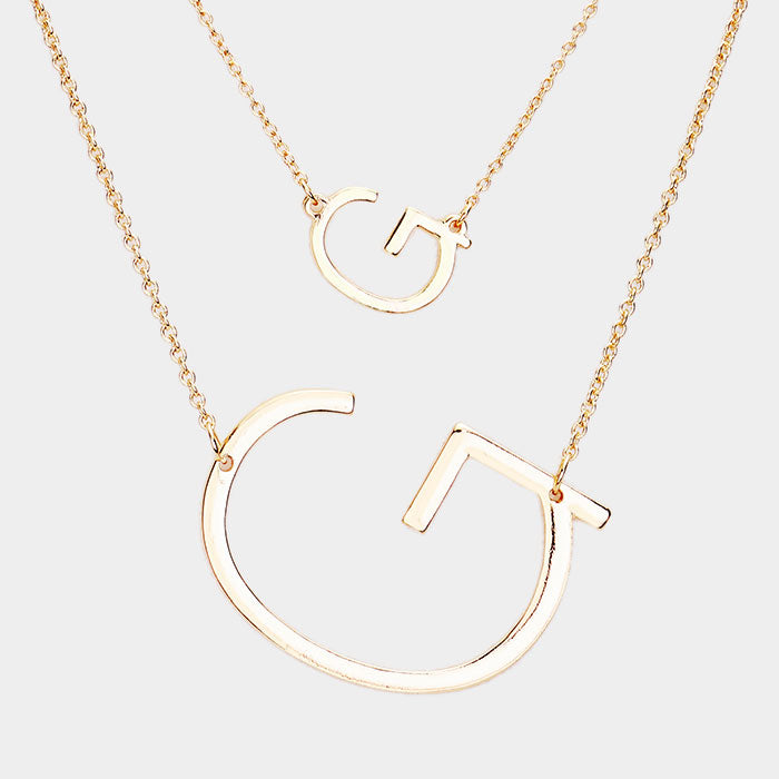 Madeline Love Gold -G- Initial Monogram 2Row Strand Double Detachable Chain Necklace - Necklaces