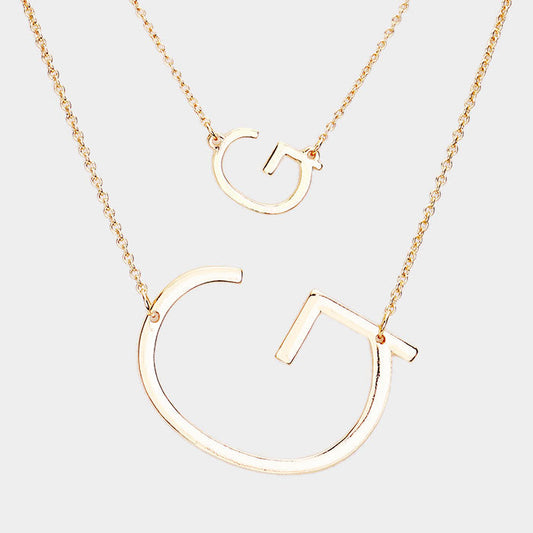 Madeline Love Gold -G- Initial Monogram 2Row Strand Double Detachable Chain Necklace - Necklaces