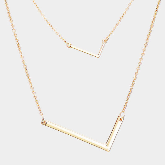 Madeline Love Gold -L- Initial Monogram 2Row Strand Double Detachable Chain Necklace - Necklaces