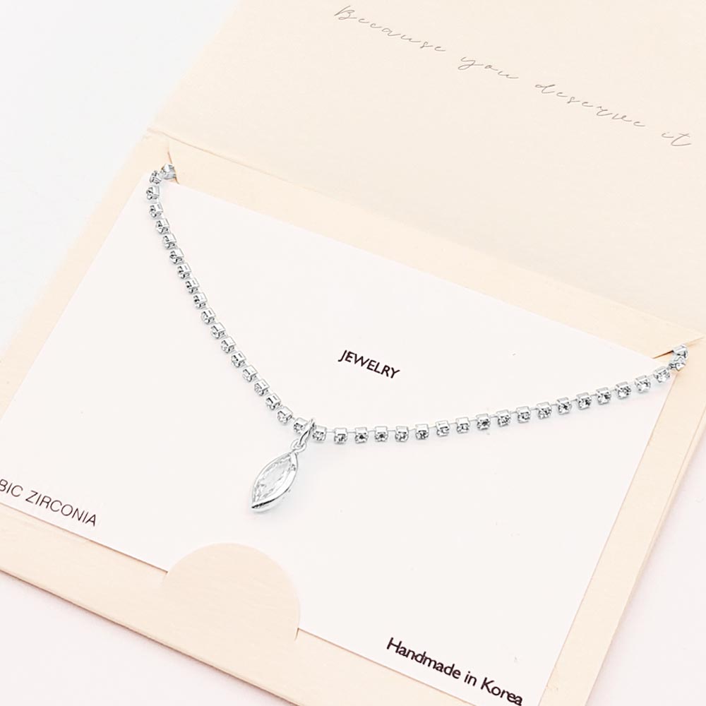 Madeline Love Silver Rhodium Plated CZ Marquise Pendant Necklace - Necklaces