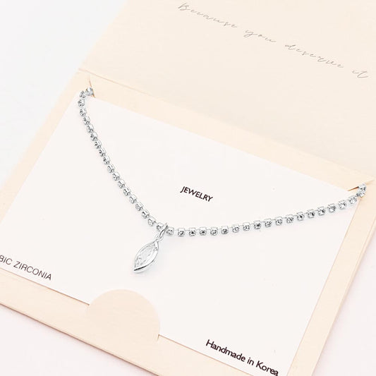 Madeline Love Silver Rhodium Plated CZ Marquise Pendant Necklace - Necklaces