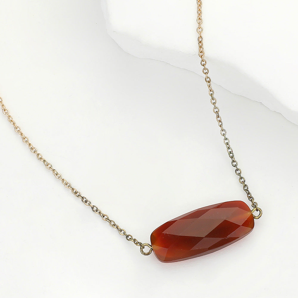 Madeline Love Burgundy Natural Stone Pendant Necklace - Necklaces