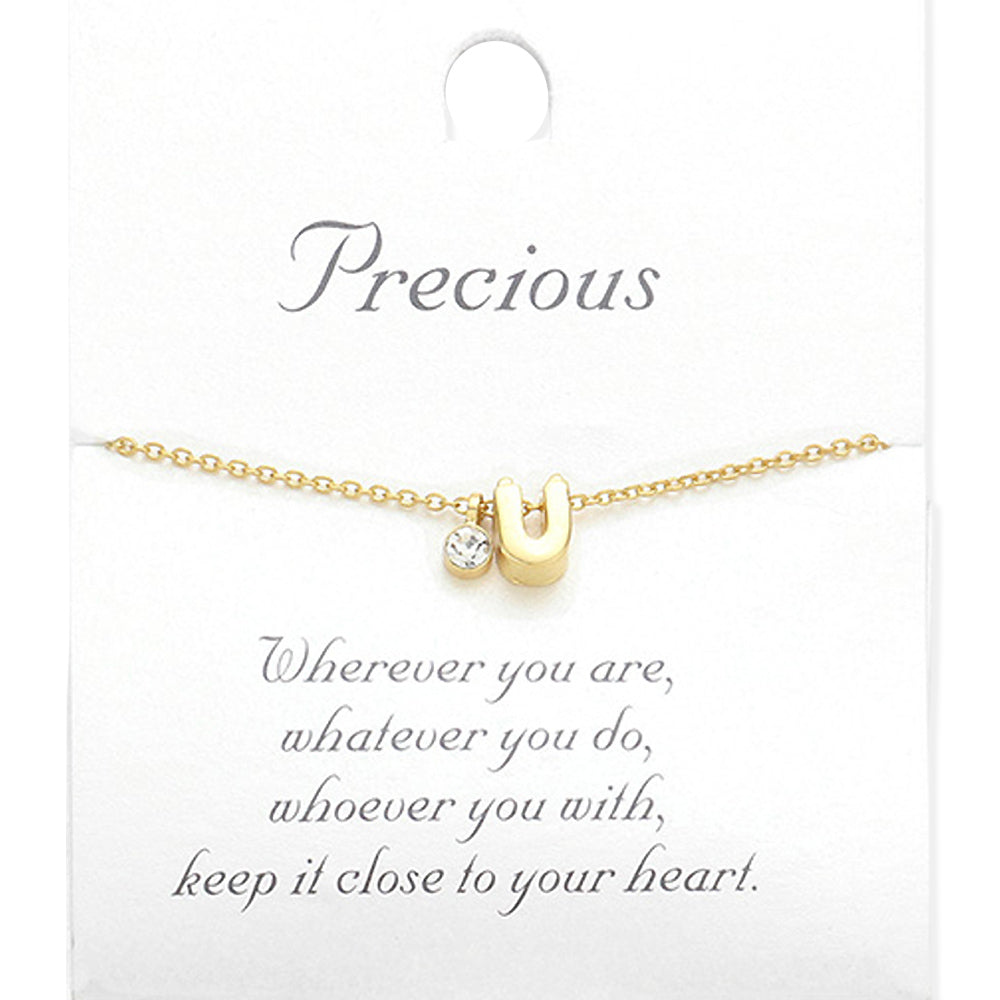 Madeline Love Matte gold -U- Monogram Initial Pendant Necklace - Necklaces