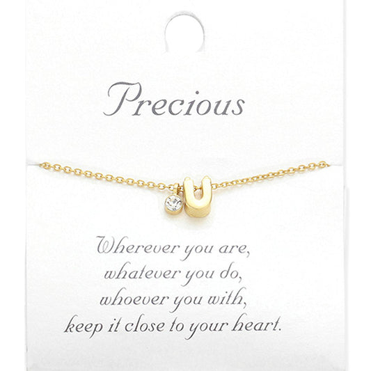 Madeline Love Matte gold -U- Monogram Initial Pendant Necklace - Necklaces