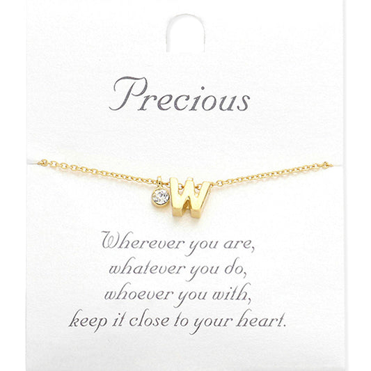 Madeline Love Matte gold -W- Monogram Monogram Initial Pendant Necklace - Necklaces