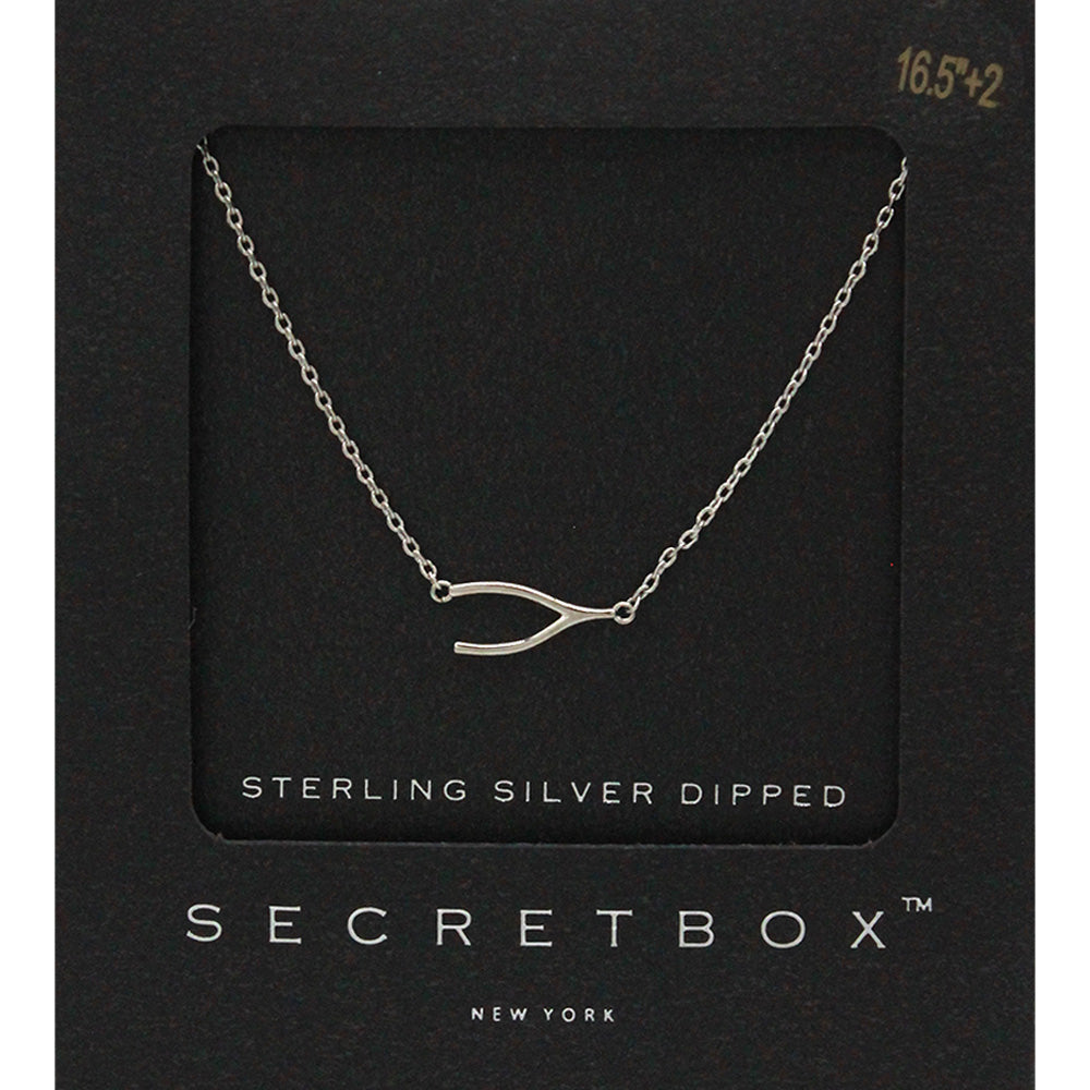 Madeline Love Silver SECRET BOX_Sterling Silver Dipped Wishbone Pendant Necklace - Necklaces