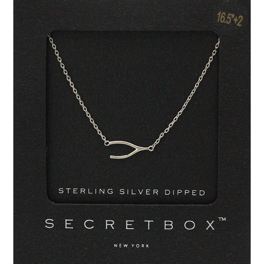Madeline Love Silver SECRET BOX_Sterling Silver Dipped Wishbone Pendant Necklace - Necklaces