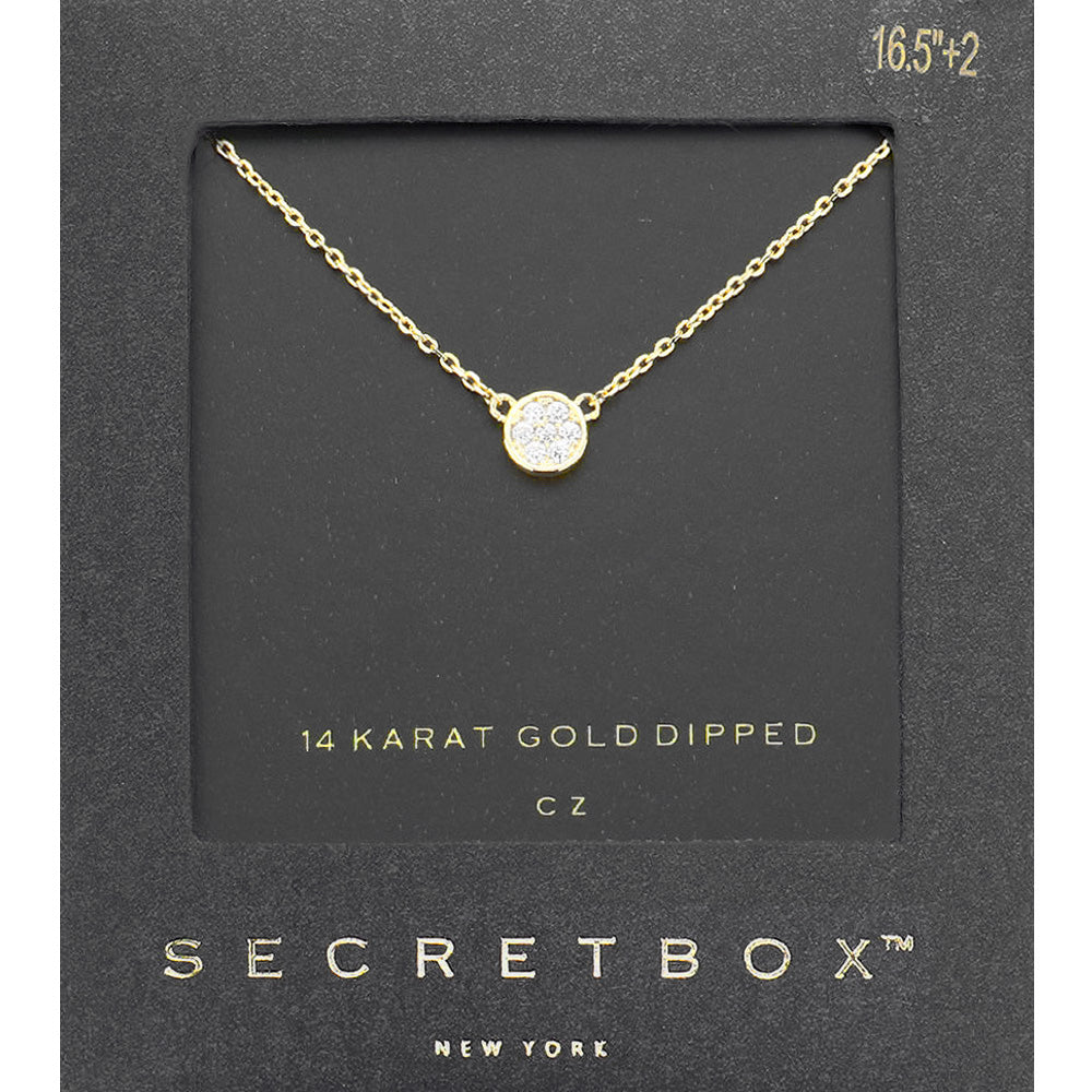 Madeline Love Clear, Gold 14 K Gold Dipped CZ Pave Mini Pendant Necklace - Jewelry