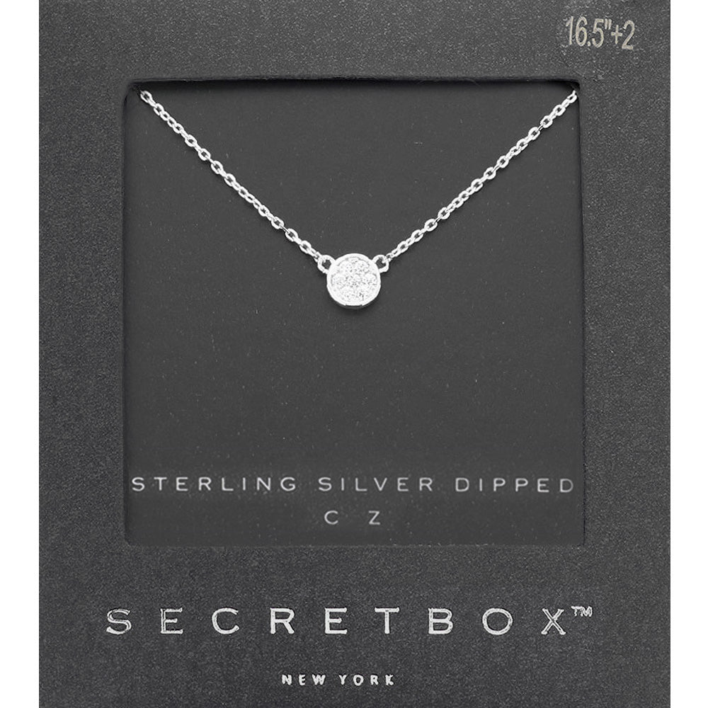 Madeline Love Clear, White Gold Sterling Silver CZ Pave Mini Pendant Necklace - Jewelry