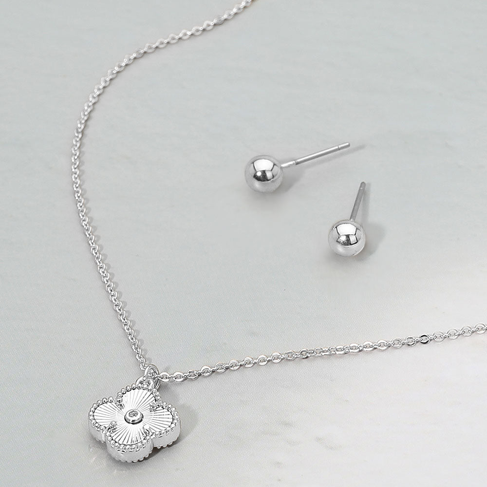 Madeline Love Rhodium Metal Quatrefoil Pendant Necklace - Necklaces