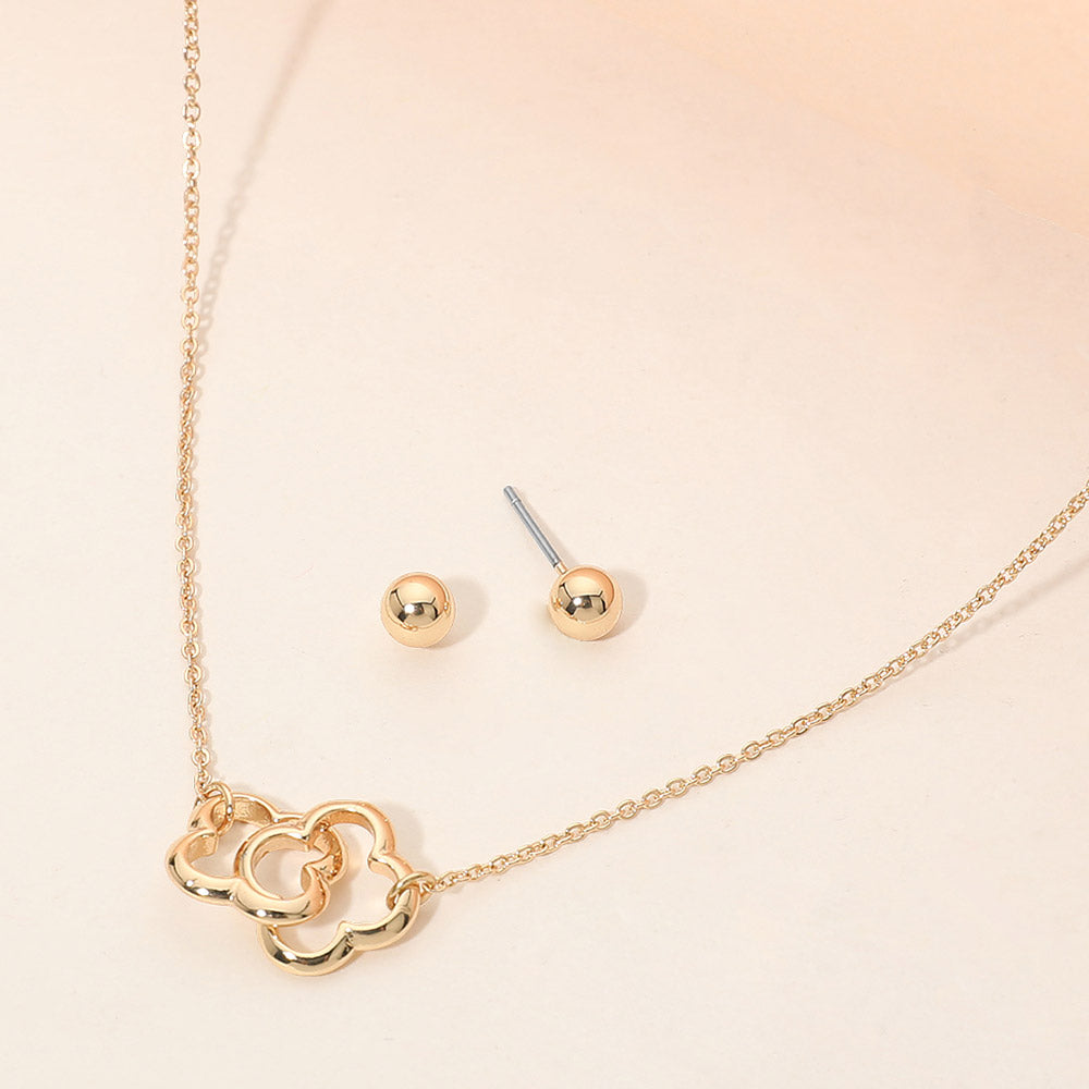 Madeline Love Gold Double Open Quatrefoil Link Pendant Necklace - Necklaces