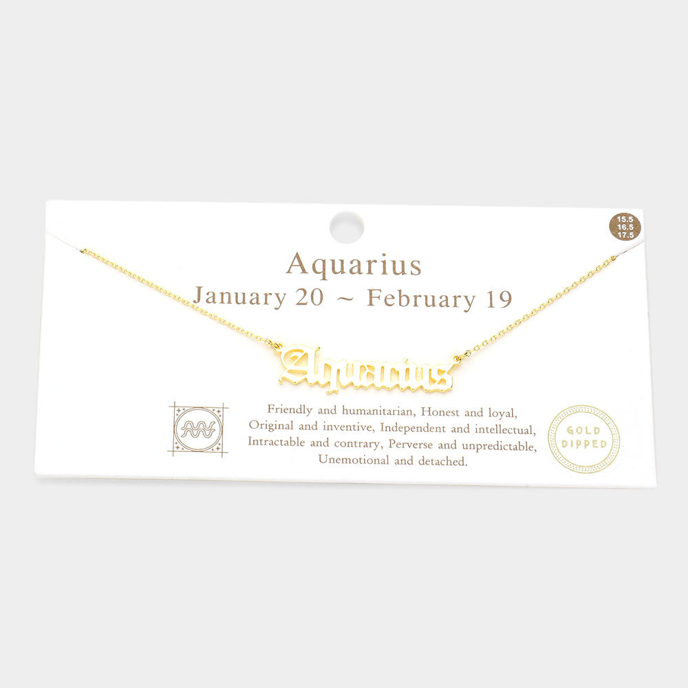 Madeline Love Gold Aquarius Gold Dipped Zodiac Name Pendant Necklace - Necklaces