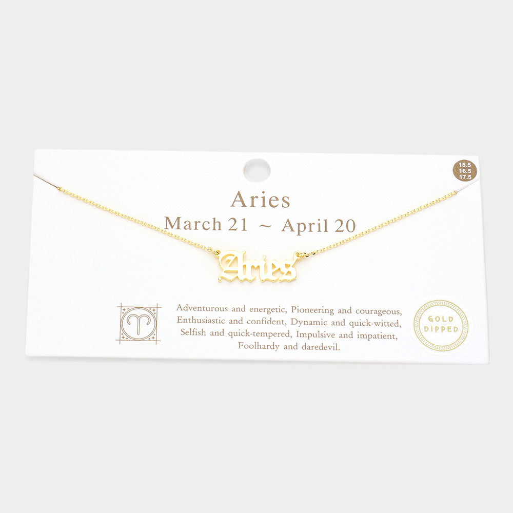 Madeline Love Gold Aries Gold Dipped Zodiac Name Pendant Necklace - Necklaces