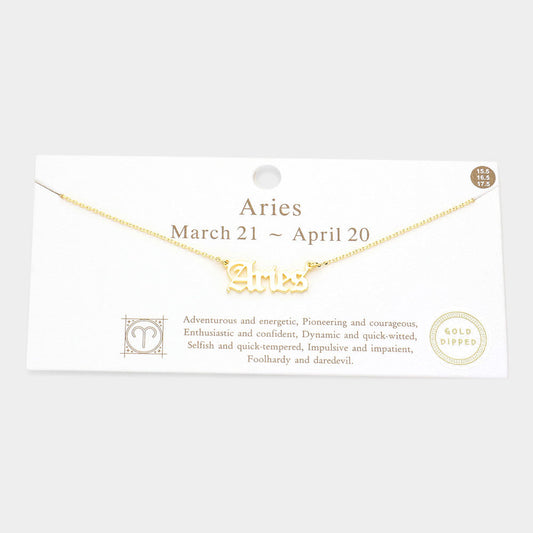 Madeline Love Gold Aries Gold Dipped Zodiac Name Pendant Necklace - Necklaces