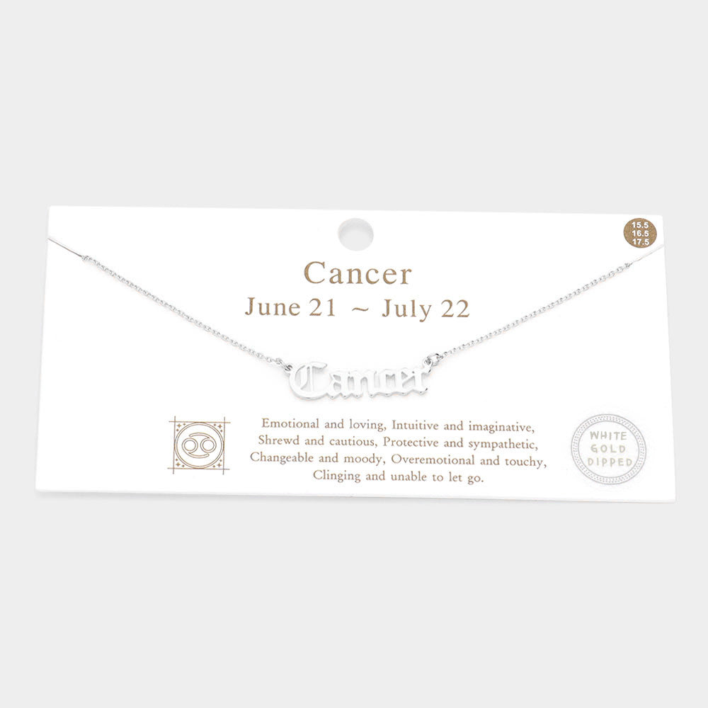 Madeline Love Rhodium Cancer White Gold Dipped Zodiac Name Pendant Necklace - Necklaces