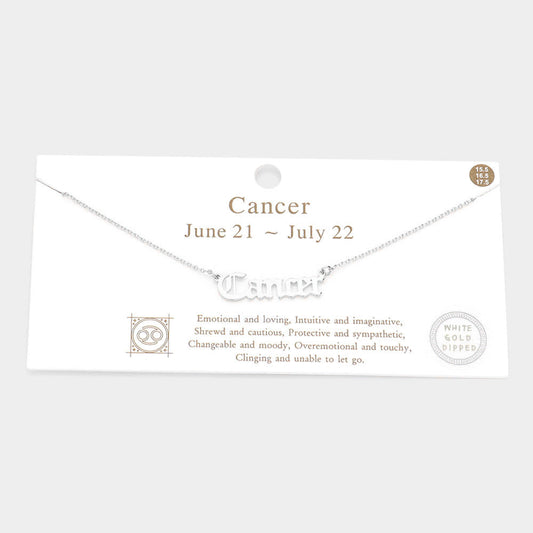 Madeline Love Rhodium Cancer White Gold Dipped Zodiac Name Pendant Necklace - Necklaces