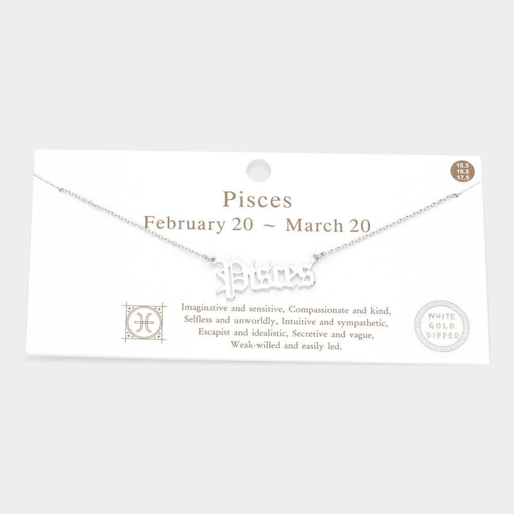 Madeline Love Rhodium Pisces White Gold Dipped Zodiac Name Pendant Necklace - Necklaces