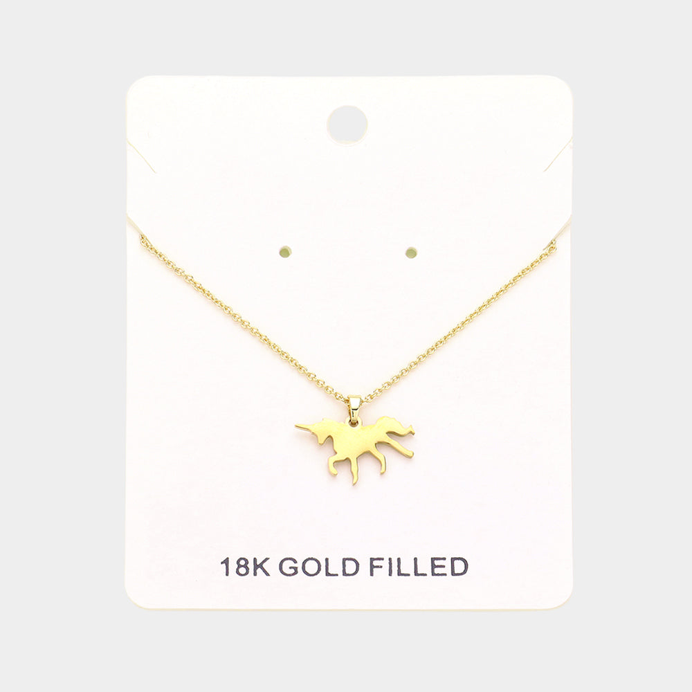 Madeline Love Gold 18K Gold Filled Unicorn Pendant Necklace - Jewelry