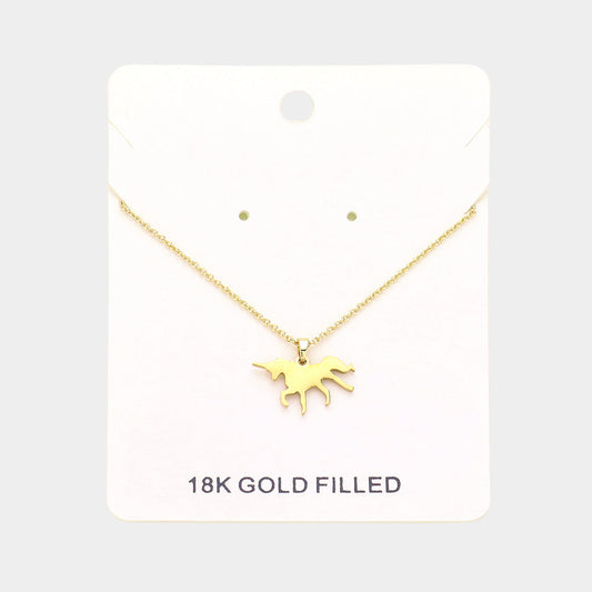 Madeline Love Gold 18K Gold Filled Unicorn Pendant Necklace - Jewelry