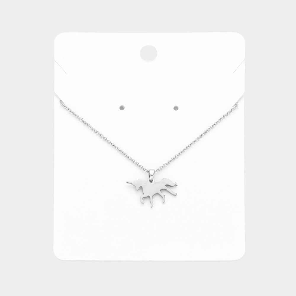 Madeline Love Rhodium Unicorn Pendant Necklace - Jewelry