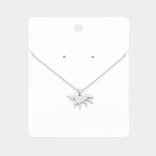Madeline Love Rhodium Unicorn Pendant Necklace - Jewelry
