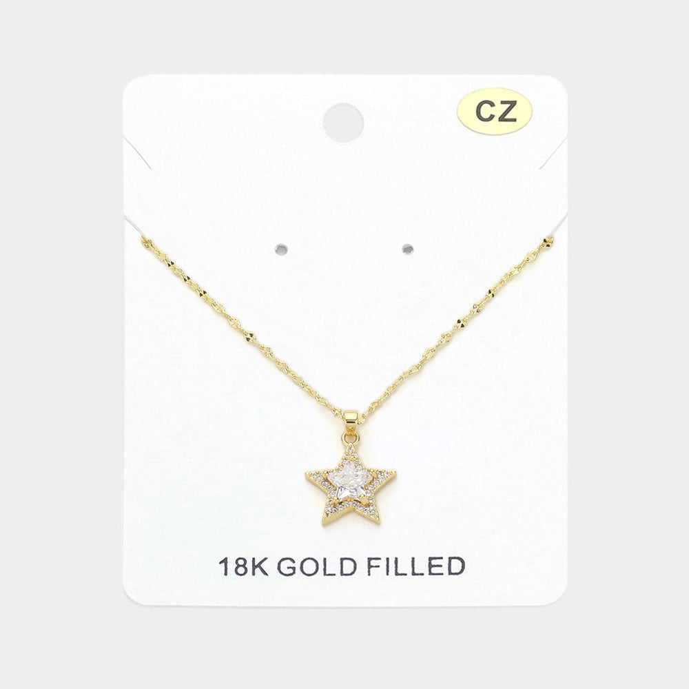Madeline Love Gold 18K Gold Filled CZ Stone Paved Star Pendant Necklace - Jewelry