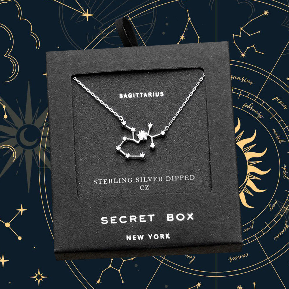 Madeline Love Silver SECRET BOX_Sterling Silver Dipped CZ Sagittarius Zodiac Sign Pendant Necklace - Necklaces