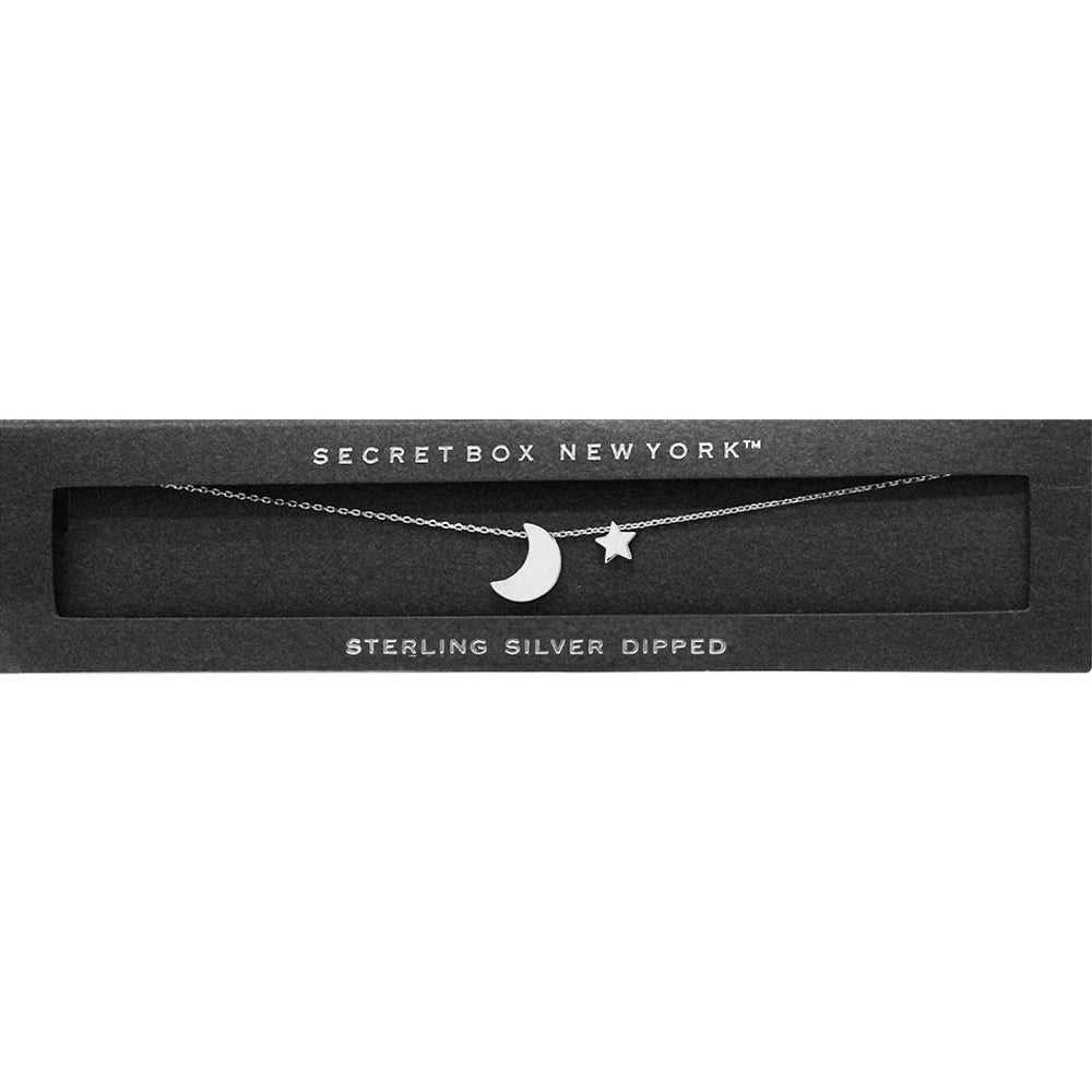 Madeline Love Silver SECRET BOX_Sterling Silver Dipped CZ Moon Star Necklace - Jewelry