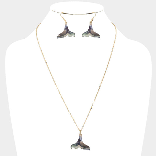 Madeline Love Gold Patterned Whale Tail Pendant Necklace - Necklaces