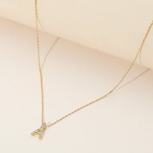 Madeline Love Gold SECRET BOX_Brass Metal Stone Paved Eiffel Tower Pendant Necklace - Necklaces