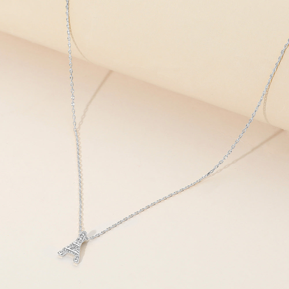Madeline Love Silver SECRET BOX_Brass Metal Stone Paved Eiffel Tower Pendant Necklace - Necklaces