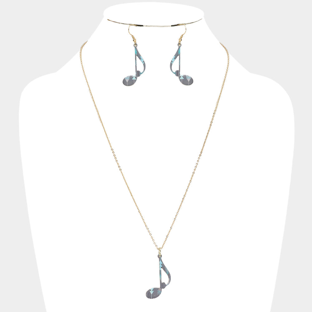 Madeline Love Gold Patterned Music Note Pendant Necklace - Necklaces