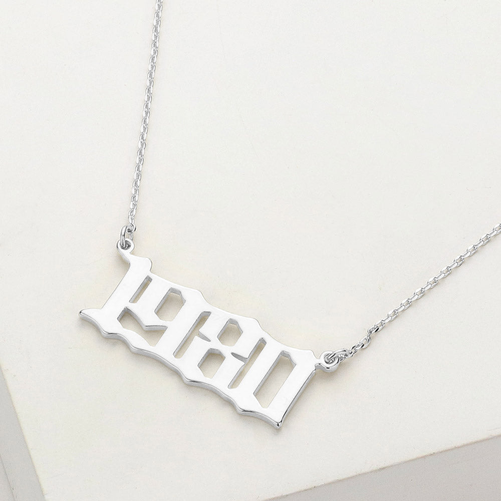 Madeline Love Rhodium White Gold Dipped 1980 Birth Year Plate Pendant Necklace - Necklaces