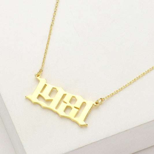 Madeline Love Gold Gold Dipped 1981 Birth Year Plate Pendant Necklace - Necklaces