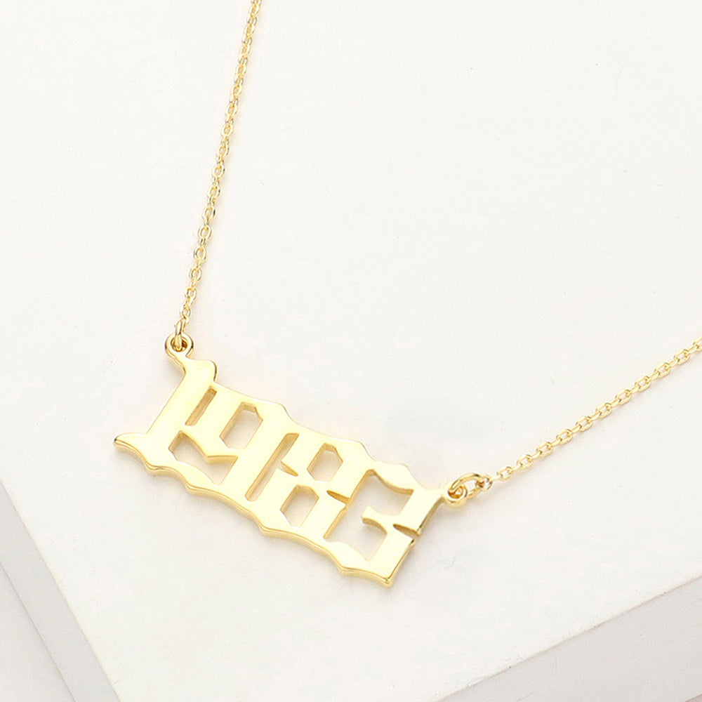 Madeline Love Gold Gold Dipped 1983 Birth Year Plate Pendant Necklace - Necklaces