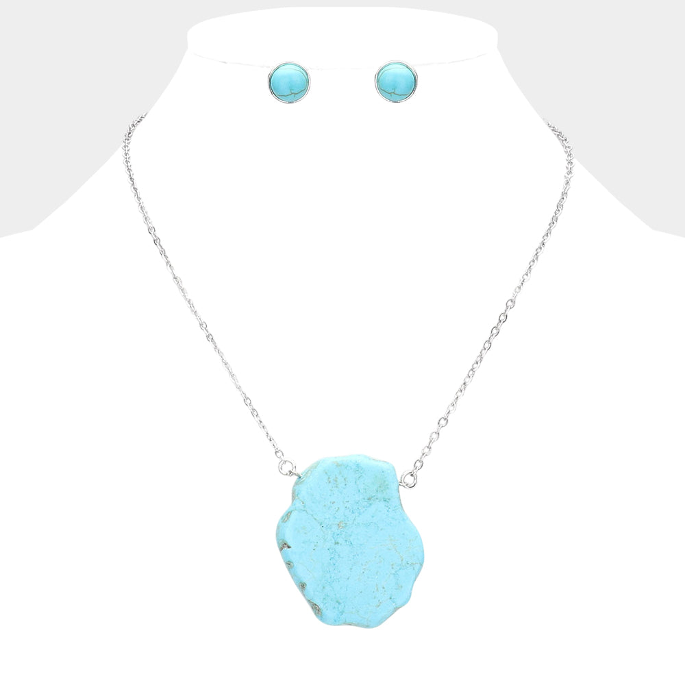 Madeline Love Turquoise Abstract Natural Stone Pendant Necklace - Necklaces