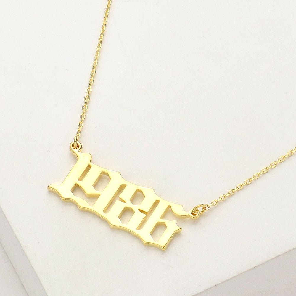 Madeline Love Gold Gold Dipped 1986 Birth Year Plate Pendant Necklace - Necklaces