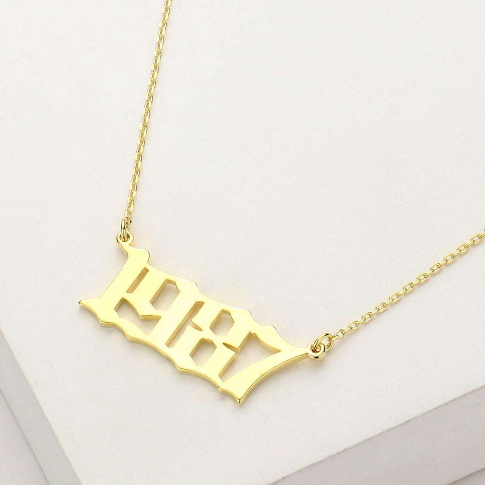 Madeline Love Gold Gold Dipped 1987 Birth Year Plate Pendant Necklace - Necklaces