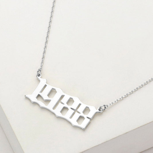 Madeline Love Rhodium White Gold Dipped 1988 Birth Year Plate Pendant Necklace - Necklaces