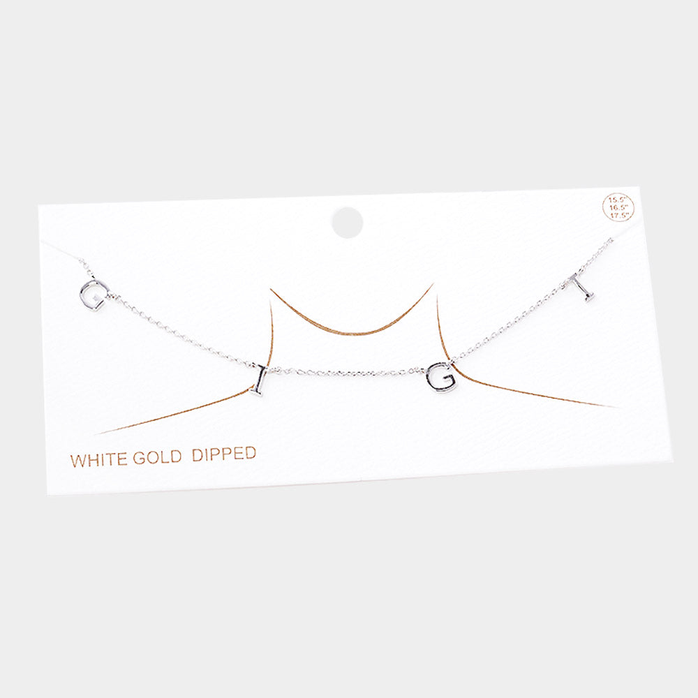 Madeline Love Rhodium White Gold Dipped GIGI Metal Message Pendant Necklace - Necklaces